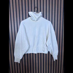 Anine Bing Sweater Medium Womens White Ivory Pullover High Neck Crop Fleece